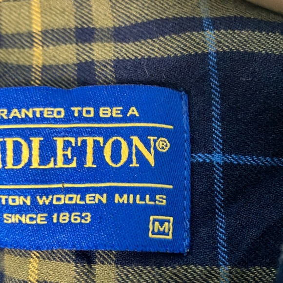 Pendleton Men's Navy and Mustard Plaid Shirt - Picture 6 of 6